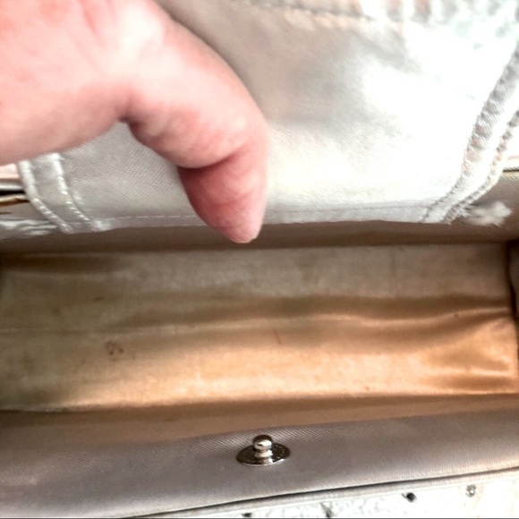Evening Bag Silver Satin with Crystal Bead Embellished Smaller Size Teen Mini - Picture 5 of 7